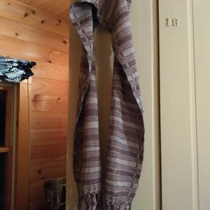 Beautifully woven scarf. New. Handmade. Pastel blue, pink, purple. 65" (5'6")